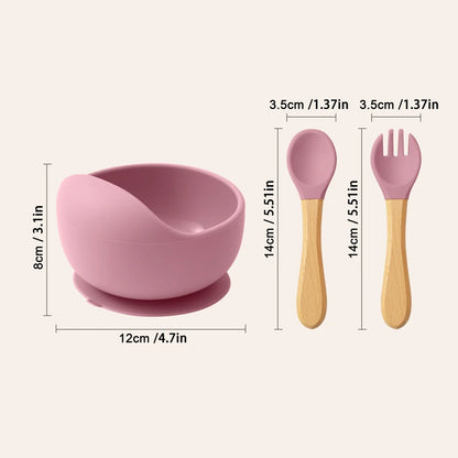 Ensemble d'alimentation pour bébé en silicone avec bol à ventouse