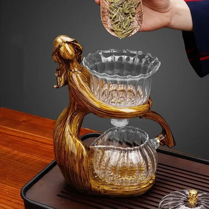 Glass Tea Set with Automatic Heat-Resistant Teapot