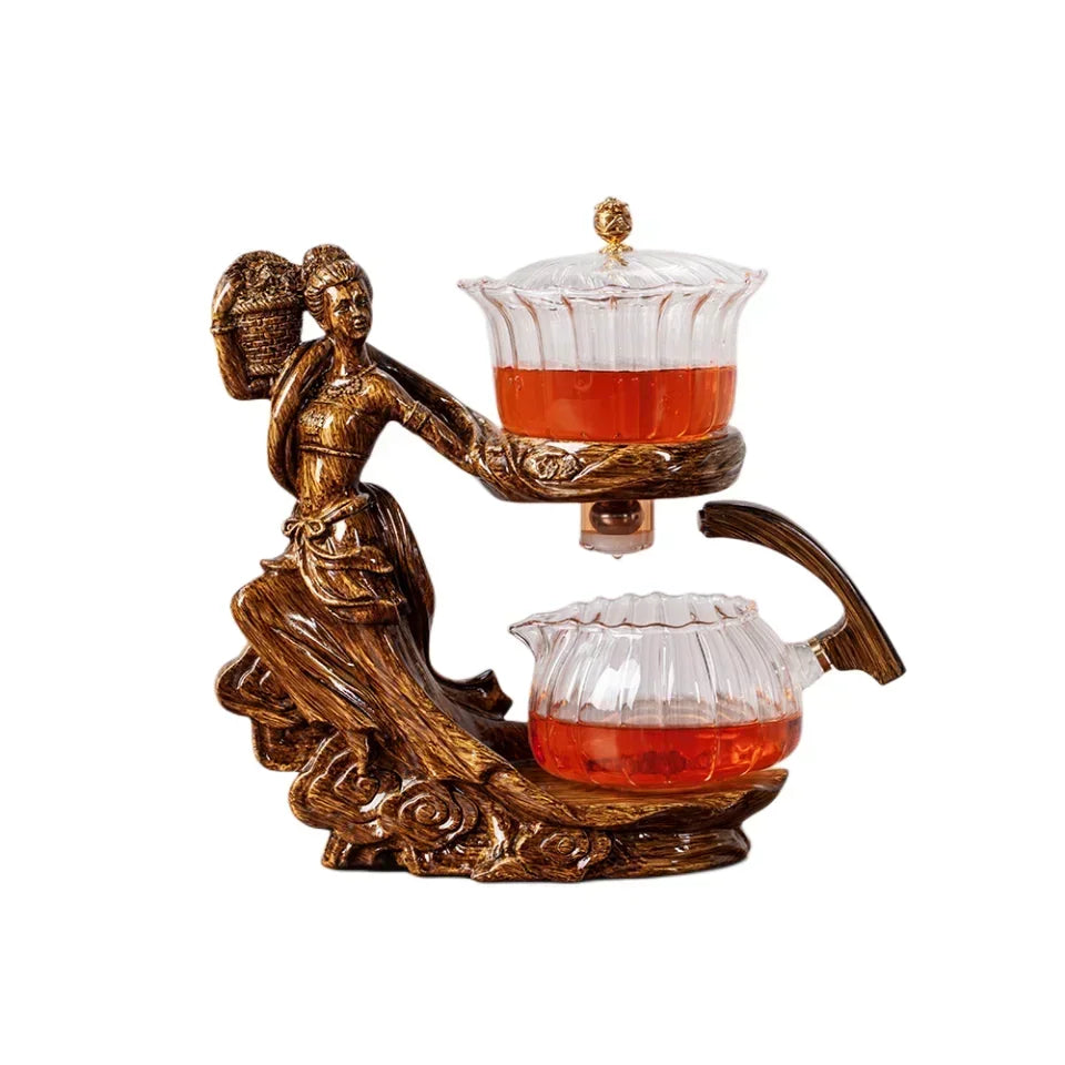 Glass Tea Set with Automatic Heat-Resistant Teapot