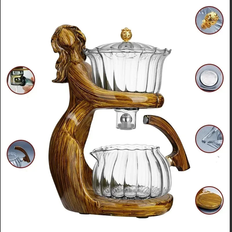 Glass Tea Set with Automatic Heat-Resistant Teapot