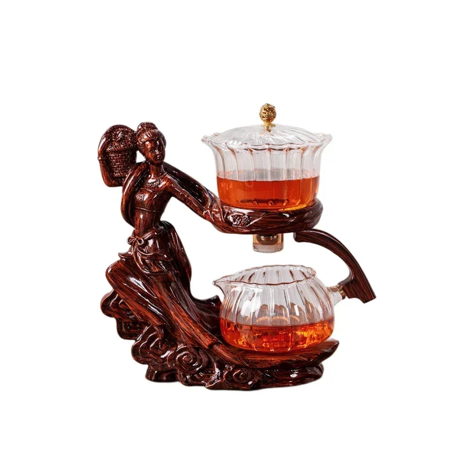 Glass Tea Set with Automatic Heat-Resistant Teapot